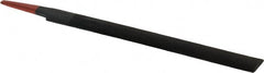 Simonds File - 6" Long, Smooth Cut, Half Round American-Pattern File - Double Cut, 5/32" Overall Thickness, Tang - Exact Tooling
