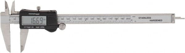 Value Collection - 0 to 200mm Range, 0.01mm Resolution, Electronic Caliper - Steel with Steel Jaws, 0.001" Accuracy - Exact Tooling