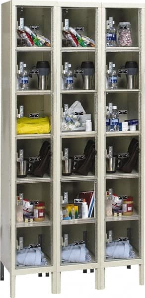 Hallowell - 18 Door, 6 Tier, Safety-View Plus Box Lockers - Exact Tooling