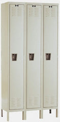Hallowell - 3 Door, 1 Tier, Galvanite Corrosion Resistant Wardrobe & Box Lockers - Exact Tooling