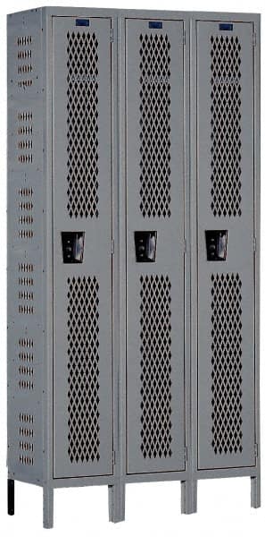 Hallowell - 3 Door, 1 Tier, Heavy-Duty Ventilated Wardrobe & Box Lockers - Exact Tooling