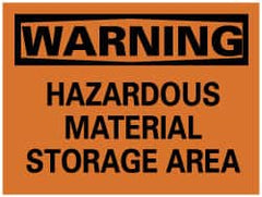 NMC - "Warning - Hazardous Material Storage Area", 7" Long x 10" Wide, Rigid Plastic Safety Sign - Rectangle, 0.05" Thick, Use for Hazardous Materials - Exact Tooling