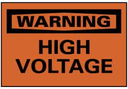 NMC - Accident Prevention Label, Header: WARNING - Legend: Warning - High Voltage, English, Black & Orange, 5" Long x 3" High, Sign Muscle Finish - Exact Tooling