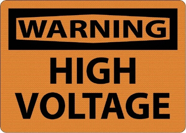 NMC - "Warning - High Voltage", 7" Long x 10" Wide, Rigid Plastic Safety Sign - Rectangle, 0.05" Thick, Use for Accident Prevention - Exact Tooling