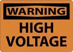NMC - "Warning - High Voltage", 7" Long x 10" Wide, Rigid Plastic Safety Sign - Rectangle, 0.05" Thick, Use for Accident Prevention - Exact Tooling
