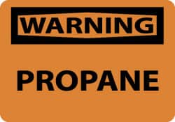 NMC - "Warning - Propane", 7" Long x 10" Wide, Pressure-Sensitive Vinyl Safety Sign - Rectangle, 0.004" Thick, Use for Hazardous Materials - Exact Tooling