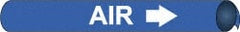 NMC - Pipe Marker with Air Legend and Arrow Graphic - 10 to 10" Pipe Outside Diam, White on Blue - Exact Tooling