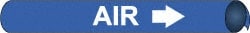 NMC - Pipe Marker with Air Legend and Arrow Graphic - 4-5/8 to 5-7/8" Pipe Outside Diam, White on Blue - Exact Tooling
