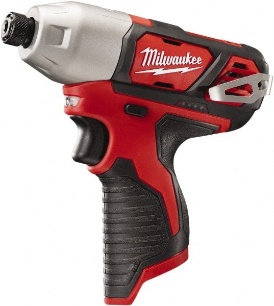 Milwaukee Tool - 12 Volt, 1/4" Drive, 1,000 In/Lb Torque, Cordless Impact Driver - Pistol Grip Handle, 2500 RPM, Lithium-Ion, Bare Tool - Exact Tooling