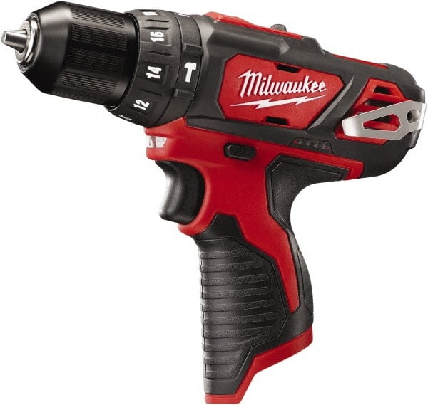 Milwaukee Tool - 12 Volt 3/8" Keyless Chuck Cordless Hammer Drill - 0 to 22,500 BPM, 0 to 400 & 0 to 1,500 RPM, Reversible - Exact Tooling
