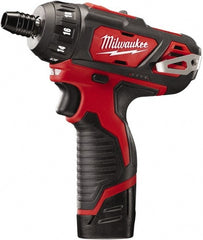 Milwaukee Tool - 12 Volts, Lithium-Ion Battery, Pistol Grip Cordless Screwdriver - 2 Speeds, 400 and 1,500 RPM, 275 Inch/Lbs. Torque - Exact Tooling