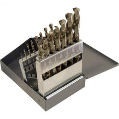 Chicago-Latrobe - 1/16 to 1/2", 135° Point, Gold Finish, Cobalt Jobber Length Drill Bit Set - Exact Tooling