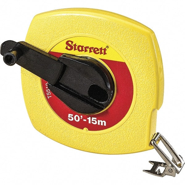 Starrett - 50' x 3/8" Yellow Blade Tape Measure - 1/8" & 1mm Graduation, L6 Graduation Style, Yellow Case - Exact Tooling