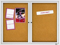 Quartet - 48" Wide x 36" High Enclosed Cork Bulletin Board - Natural (Color) - Exact Tooling