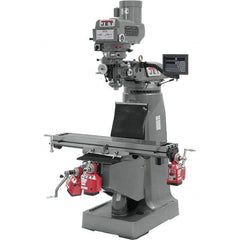 Jet - 9" Table Width x 49" Table Length, Variable Speed Pulley Control, 3 Phase Knee Milling Machine - R8 Spindle Taper, 3 hp - Exact Tooling