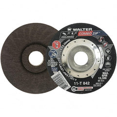 WALTER Surface Technologies - 60 Grit, 4-1/2" Wheel Diam, 5/64" Wheel Thickness, 7/8" Arbor Hole, Type 27 Depressed Center Wheel - 13,300 Max RPM - Exact Tooling