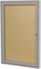 Ghent - 36" Wide x 24" High Enclosed Cork Bulletin Board - Vinyl, Caramel - Exact Tooling