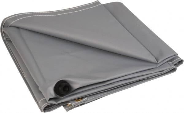 PRO-SAFE - Tarp-Shaped Heavy Duty Flame Retardant Roof Leak Diverter - 5' Long x 5' Wide x 18 mil Thick, Gray - Exact Tooling