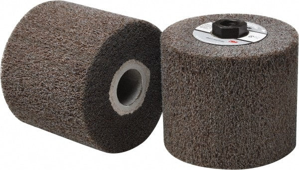 3M - 4-1/2" Diam Aluminum Oxide Hi-Strength Flap Brush - 5/8-11 Thread, 4" Wide, Density 7, Nonwoven, Medium Grade, 3,500 Max RPM - Exact Tooling