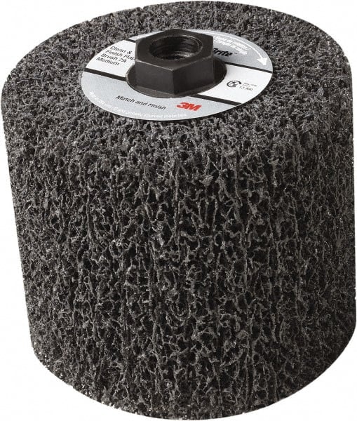3M - 4-1/2" Diam Aluminum Oxide Match & Finish Flap Brush - 5/8-11 Thread, 4" Wide, Density 5, Nonwoven, Very Coarse Grade, 3,500 Max RPM - Exact Tooling