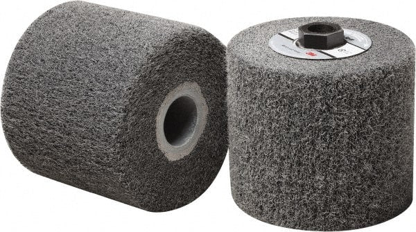 3M - 4-1/2" Diam Aluminum Oxide Match & Finish Flap Brush - 5/8-11 Thread, 4" Wide, Density 5, Nonwoven, Medium Grade, 3,500 Max RPM - Exact Tooling