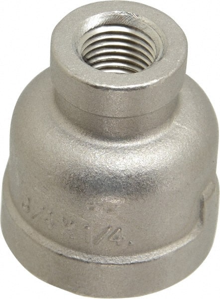 Merit Brass - 3/4 x 1/4" Grade 316 Stainless Steel Pipe Reducer Coupling - FNPT x FNPT End Connections, 150 psi - Exact Tooling