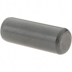 Value Collection - 3/8" Diam x 1" Pin Length Grade 8 Alloy Steel Standard Dowel Pin - Bright Finish, C 47-58 & C 60 (Surface) Hardness, 16,550 Lb (Single Shear), 33,100 Lb (Double Shear) Breaking Strength, 1 Beveled & 1 Rounded End - Exact Tooling