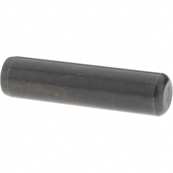 Value Collection - 1/4" Diam x 1" Pin Length Grade 8 Alloy Steel Standard Dowel Pin - Bright Finish, C 47-58 & C 60 (Surface) Hardness, 14,720 Lb (Double Shear), 7,360 Lb (Single Shear) Breaking Strength, 1 Beveled & 1 Rounded End - Exact Tooling