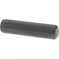 Value Collection - 1/4" Diam x 1" Pin Length Grade 8 Alloy Steel Standard Dowel Pin - Bright Finish, C 47-58 & C 60 (Surface) Hardness, 14,720 Lb (Double Shear), 7,360 Lb (Single Shear) Breaking Strength, 1 Beveled & 1 Rounded End - Exact Tooling