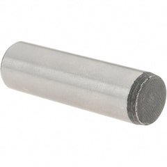 Value Collection - 7/16" Diam x 1-1/2" Pin Length Grade 8 Alloy Steel Standard Dowel Pin - C 50-58 Hardness, 39,100 Lb Breaking Strength, 1 Beveled & 1 Rounded End - Exact Tooling
