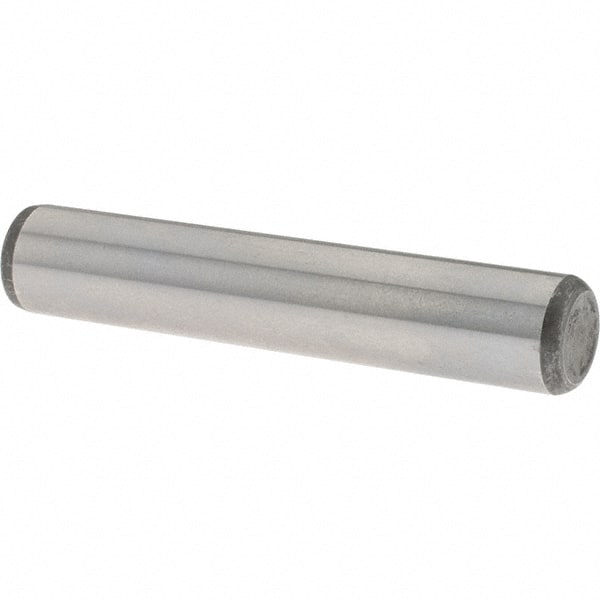 Value Collection - 3/8" Diam x 2" Pin Length Grade 8 Alloy Steel Standard Dowel Pin - C 50-58 Hardness, 28,700 Lb Breaking Strength, 1 Beveled & 1 Rounded End - Exact Tooling