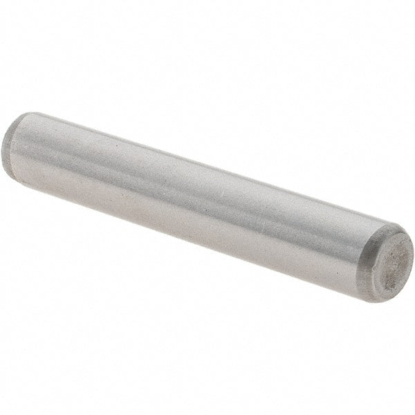 Value Collection - 1/4" Diam x 1-1/2" Pin Length Grade 8 Alloy Steel Standard Dowel Pin - C 50-58 Hardness, 12,800 Lb Breaking Strength, 1 Beveled & 1 Rounded End - Exact Tooling