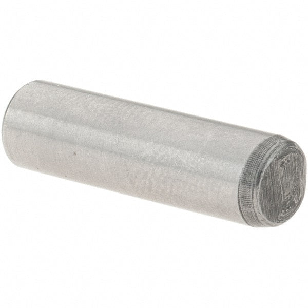 Value Collection - 1/4" Diam x 7/8" Pin Length Grade 8 Alloy Steel Standard Dowel Pin - C 50-58 Hardness, 12,800 Lb Breaking Strength, 1 Beveled & 1 Rounded End - Exact Tooling
