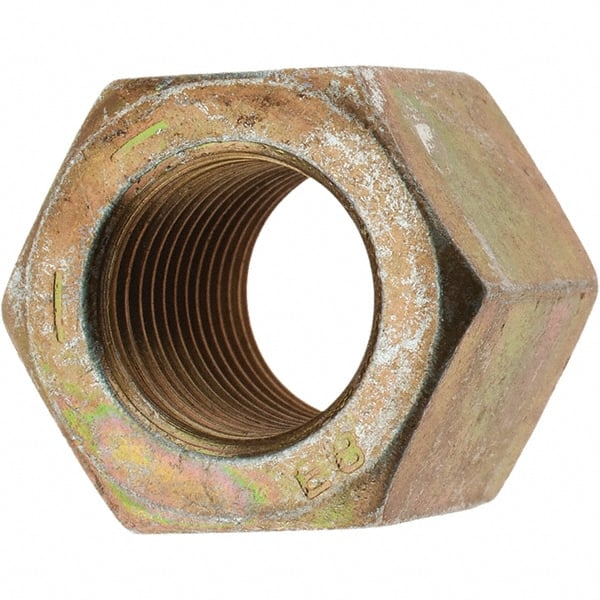 Value Collection - 9/16-18 UNF Steel Right Hand High Hex Nut - 7/8" Across Flats, 49/64" High, Zinc-Plated Finish - Exact Tooling