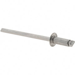 Value Collection - Size 43 Dome Head Stainless Steel Open End Blind Rivet - Stainless Steel Mandrel, 0.126" to 0.187" Grip, 1/4" Head Diam, 0.129" to 0.133" Hole Diam, 0.337" Length Under Head, 1/8" Body Diam - Exact Tooling
