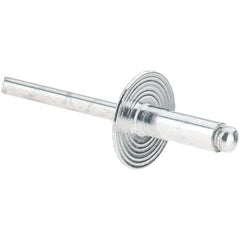 Value Collection - Size 66 Large Flange Dome Head Aluminum Open End Blind Rivet - Aluminum Mandrel, 0.251" to 3/8" Grip, 5/8" Head Diam, 0.192" to 0.196" Hole Diam, 0.575" Length Under Head, 3/16" Body Diam - Exact Tooling