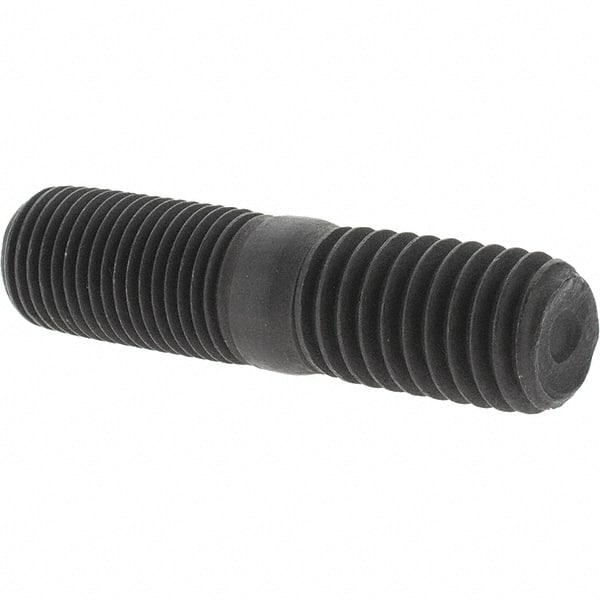 Value Collection - 1/2-20 Long Thread, 1/2-13 Short Thread, 2" OAL Unequal Double Threaded Stud - Steel, Uncoated, 15/16" Long Thread Length, 13/16" Short Thread Length - Exact Tooling