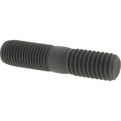 Value Collection - 7/16-20 Long Thread, 7/16-14 Short Thread, 2" OAL Unequal Double Threaded Stud - Steel, Uncoated, 15/16" Long Thread Length, 3/4" Short Thread Length - Exact Tooling