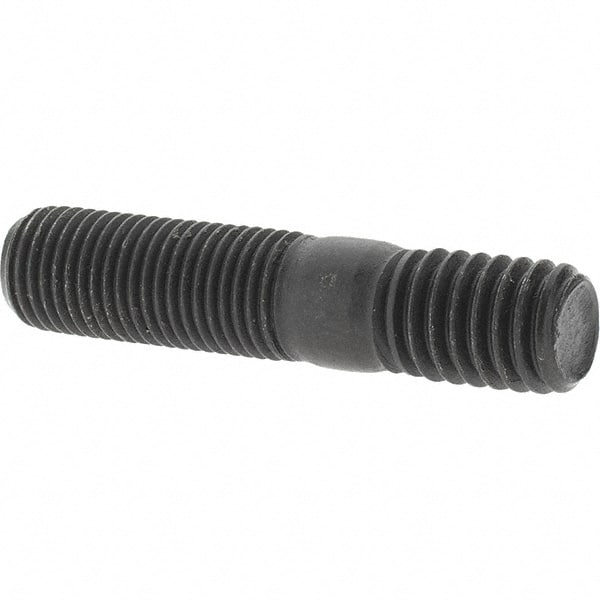 Value Collection - 3/8-24 Long Thread, 3/8-16 Short Thread, 1-3/4" OAL Unequal Double Threaded Stud - Steel, Uncoated, 1" Long Thread Length, 9/16" Short Thread Length - Exact Tooling