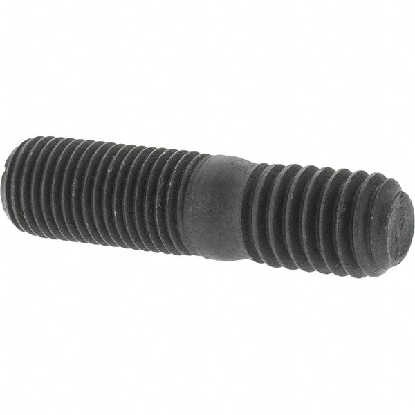 Value Collection - 3/8-24 Long Thread, 3/8-16 Short Thread, 1-1/2" OAL Unequal Double Threaded Stud - Steel, Uncoated, 3/4" Long Thread Length, 1/2" Short Thread Length - Exact Tooling