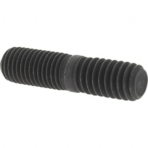 Value Collection - 5/16-24 Long Thread, 5/16-18 Short Thread, 1-1/4" OAL Unequal Double Threaded Stud - Steel, Uncoated, 5/8" Long Thread Length, 1/2" Short Thread Length - Exact Tooling