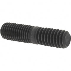 Value Collection - 5/16-24 Long Thread, 5/16-18 Short Thread, 1-1/4" OAL Unequal Double Threaded Stud - Steel, Uncoated, 5/8" Long Thread Length, 1/2" Short Thread Length - Exact Tooling