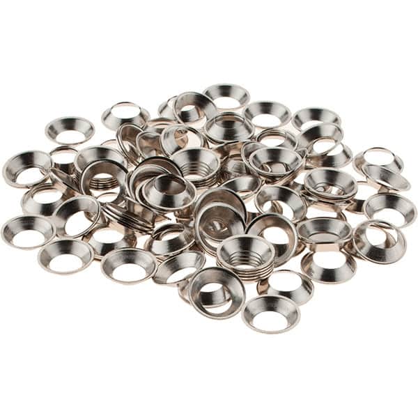 Value Collection - 3/32" Thick, Nickel-Plated Finish, Brass, Flush Type Finishing Washer - 0.488" OD - Exact Tooling