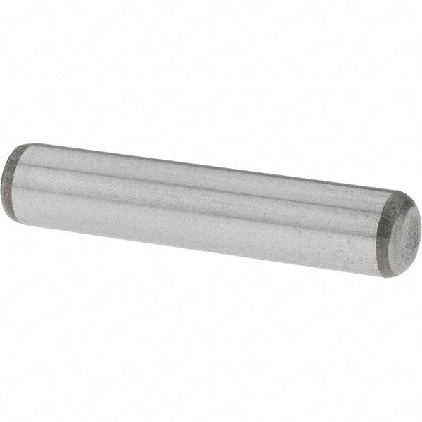 Value Collection - 1/4" Diam x 1-1/4" Pin Length Grade 8 Alloy Steel Standard Dowel Pin - C 50-58 Hardness, 12,800 Lb Breaking Strength, 1 Beveled & 1 Rounded End - Exact Tooling