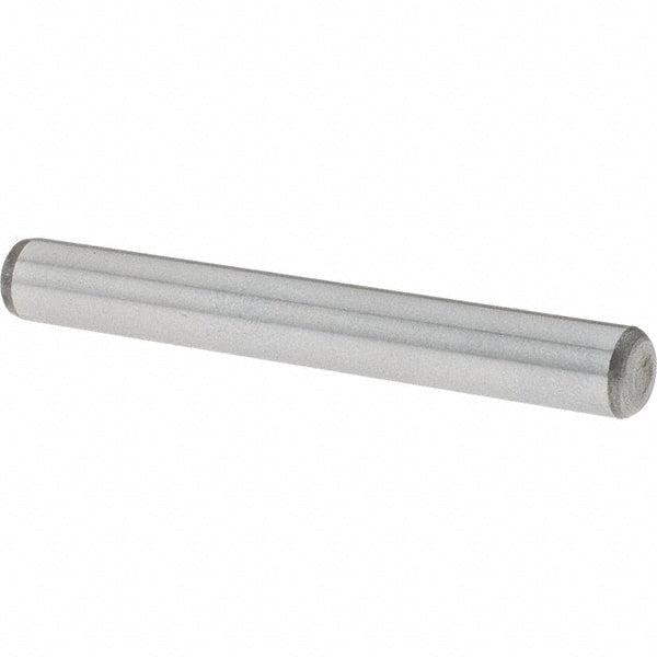 Value Collection - 1/4" Diam x 2" Pin Length Grade 8 Alloy Steel Standard Dowel Pin - C 50-58 Hardness, 12,800 Lb Breaking Strength, 1 Beveled & 1 Rounded End - Exact Tooling