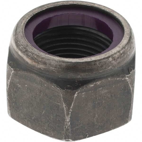 Value Collection - 1-14 UNF Grade 8 Hex Lock Nut with Nylon Insert - 1-7/16" Width Across Flats, 1-3/64" High, Uncoated - Exact Tooling