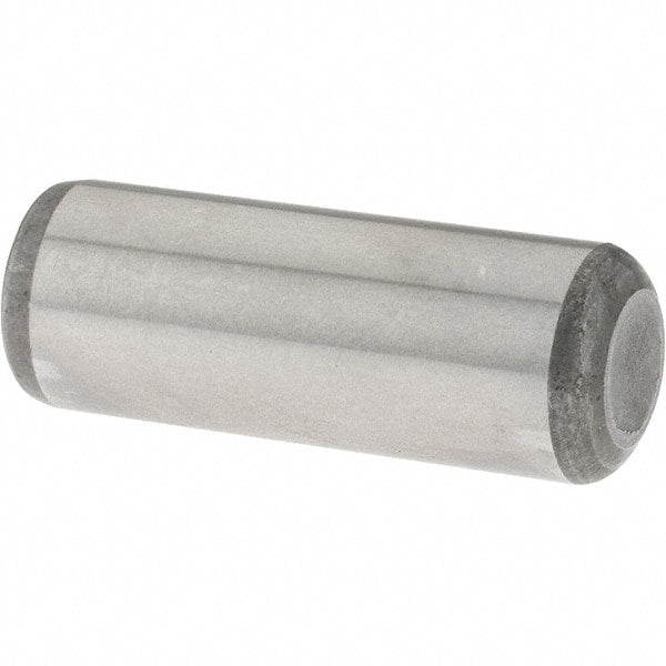 Value Collection - 3/8" Diam x 1" Pin Length Grade 8 Alloy Steel Standard Dowel Pin - C 50-58 Hardness, 28,700 Lb Breaking Strength, 1 Beveled & 1 Rounded End - Exact Tooling