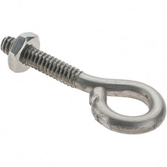Value Collection - #10-24, Stainless Steel Wire Turned Open Eye Bolt - 7/8" Thread Length, 3/8" ID, 1" Shank Length - Exact Tooling