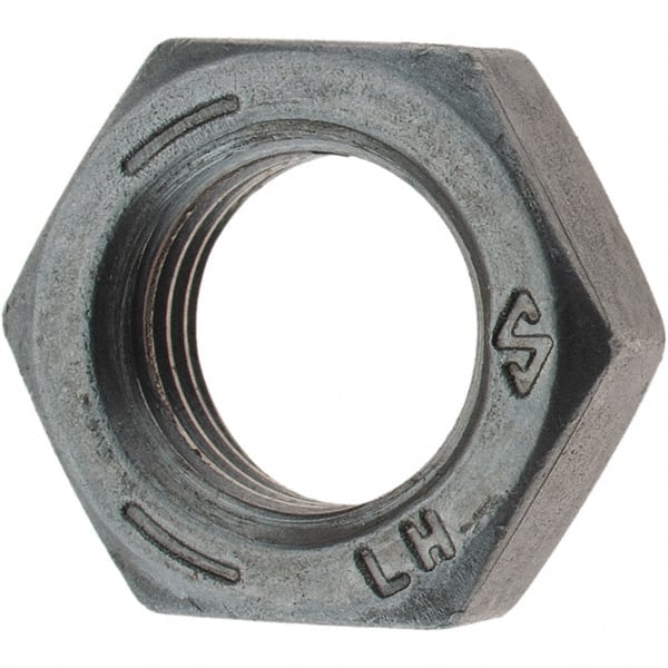 Value Collection - 3/8-24 UNF Steel Left Hand Hex Jam Nut - 9/16" Across Flats, 0.2188" High, Zinc Clear Finish - Exact Tooling