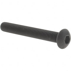 Value Collection - #10-32 UNF Hex Socket Drive, Button Screw - Alloy Steel, Black Oxide Finish, Fully Threaded, 1-1/2" Length Under Head - Exact Tooling